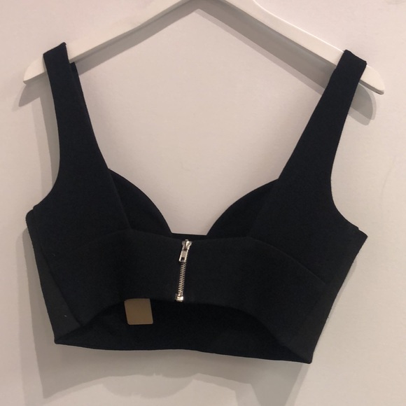 A.L.C. Morley Black Crepe Crop Top - Picture 3 of 12